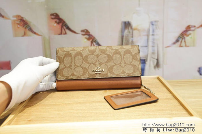 COACH蔻馳 原單 Coach53763 女士三折大手包 專櫃用料PVC拼頭層牛皮 專櫃爆款  Chz1193